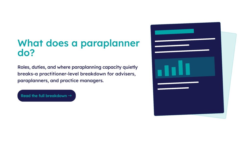 Graphic explaining a paraplanner’s role in financial planning.