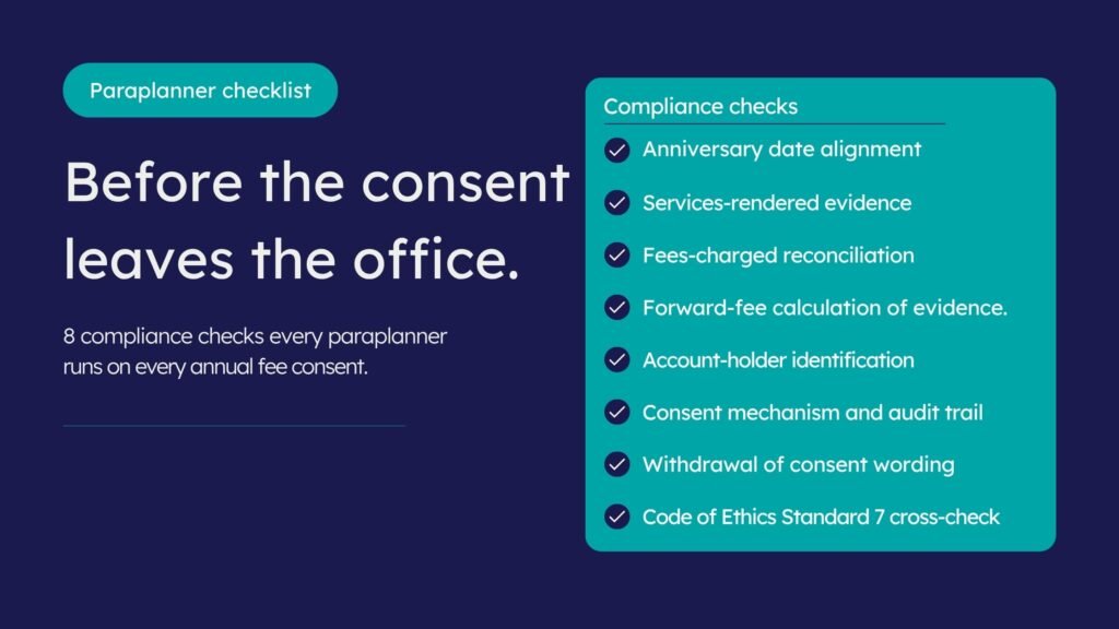 Paraplanner compliance checklist before consent approval