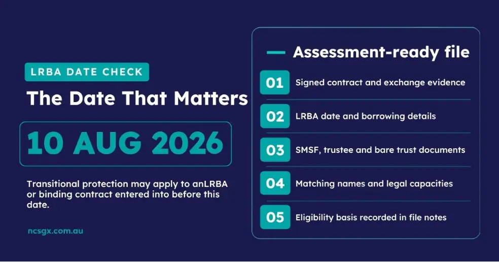 LRBA date check for 10 Aug 2026