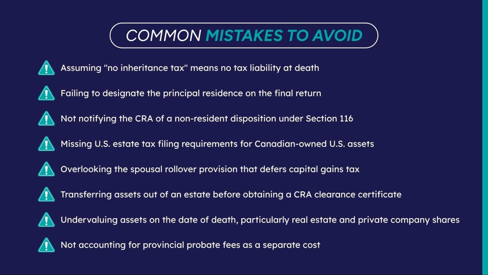 List of common mistakes in estate planning and tax filing