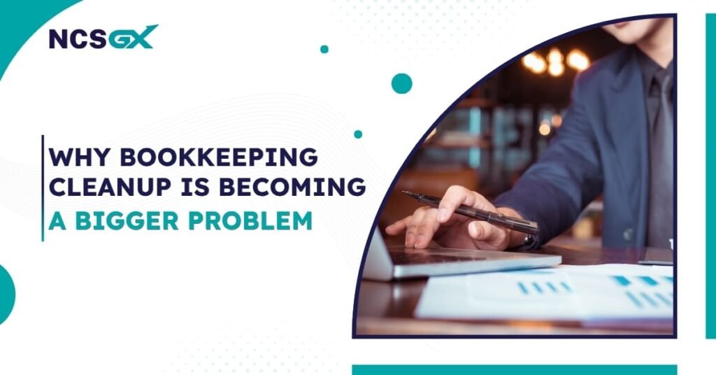 Business owner reviewing financial reports for bookkeeping cleanup issues