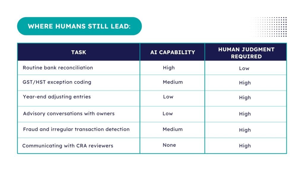 Human judgment in AI bookkeeping tasks