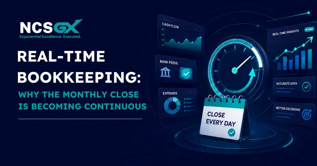 Real-time bookkeeping continuous monthly close