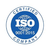 ISO 9001:2015 certified company logo seal indicating quality management system compliance