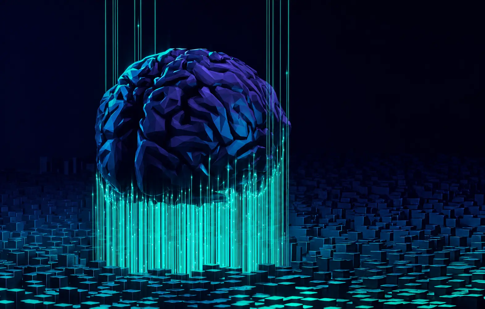 Digital AI brain visualizing intelligent automation and process intelligence technology.